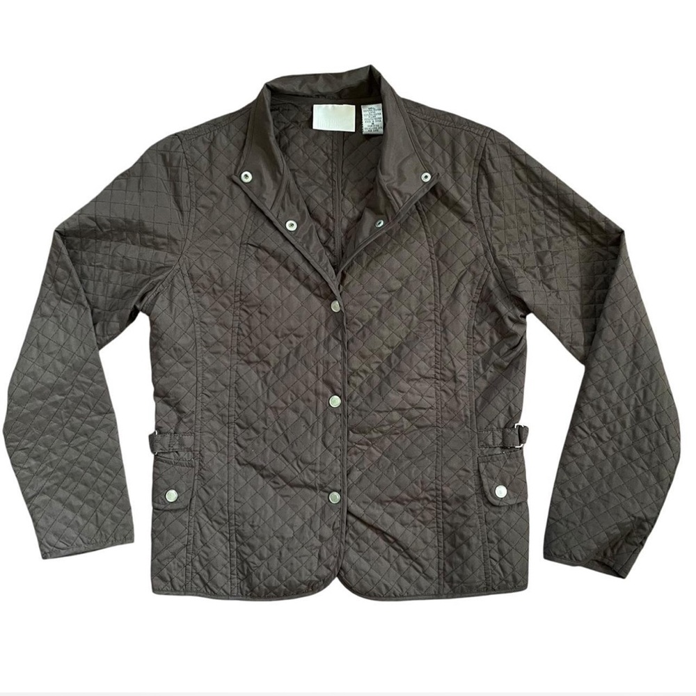 Vintage 90s Women’s Preppy Chocolate Brown Quilted Jacket Sz M
